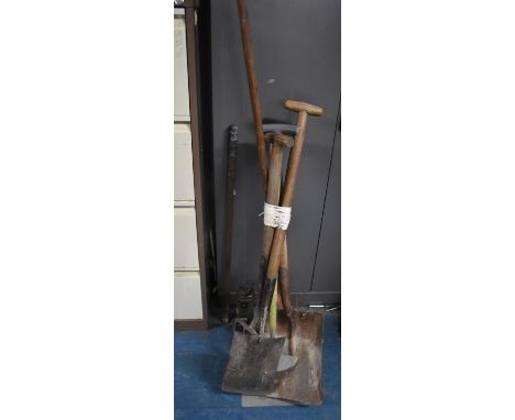 A Collection of Various Garden Tools to include Spades, Shovel, Rake, Fork Etc 