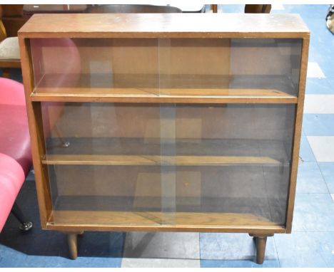 A Mid 20th Century Remploy Three Shelf Glazed Bookcase with Sliding Doors, 91cm wide 