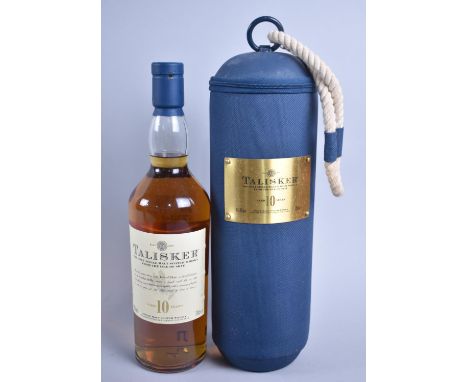 A Single Bottle of Talisker Single Malt Scotch Whisky in Cylindrical Canvas Container 