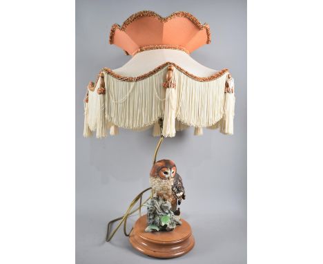 A Modern Resin Novelty Table Lamp in the Form of an Owl, Complete with Shade, 62cms High 