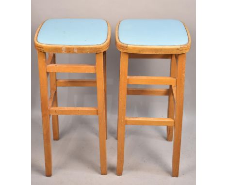 A Pair of Vintage Square Topped Stools 