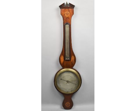 A Nice Quality George III Inlaid Wheel Barometer with Thermometer by Lione and Somalvico with Inlaid Shell Decoration 