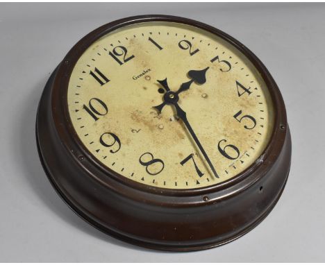 A Vintage Genalex Metal Framed Wall Clock now with Battery Movement, 38cm Diameter 