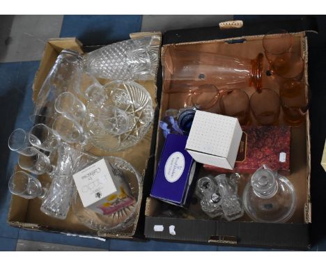 Tow Boxes of Various Glassware to comprise Royal Doulton Crystal, Caithness Paperweights Etc 