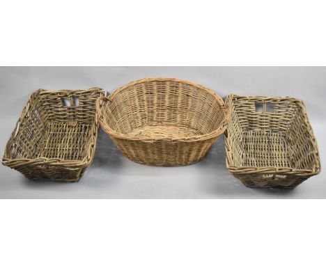 Three Vintage Wicker Baskets, 55cm wide 