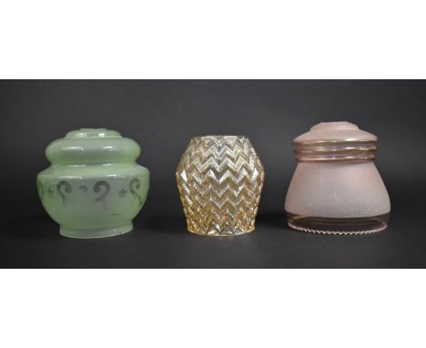 Three Vintage Glass Light Shades 