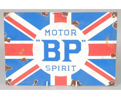 A B.P. MOTOR SPARES ENAMEL SIGN. 7.5 X 11.5ins.