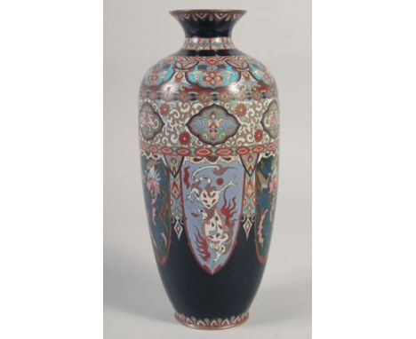 A CLOISONNE ENAMEL VASE. 12ins high.