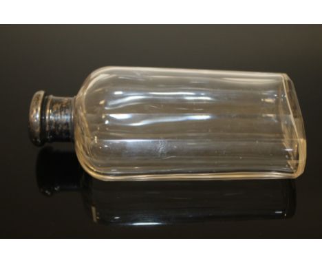 A HALLMARKED SILVER LIDDED SPIRIT FLASK