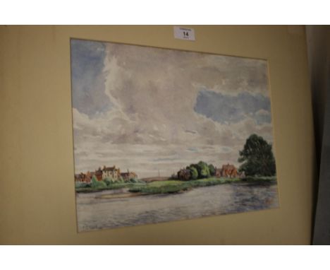 AN UNFRAMED WATERCOLOUR DEPICTING THE RIVER SEVERN NEAR LUDLOW SIGNED R C MOORE 