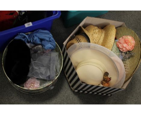 A QUANTITY OF VINTAGE HATS AND SCARVES ETC