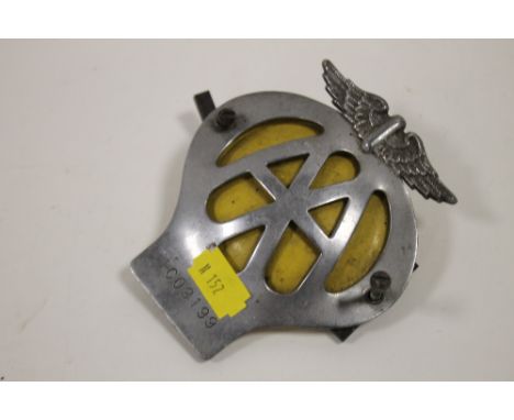 A VINTAGE AA CAR BADGE