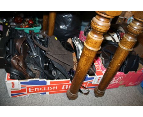 TWO TRAYS OF MODERN AND VINTAGE HANDBAGS