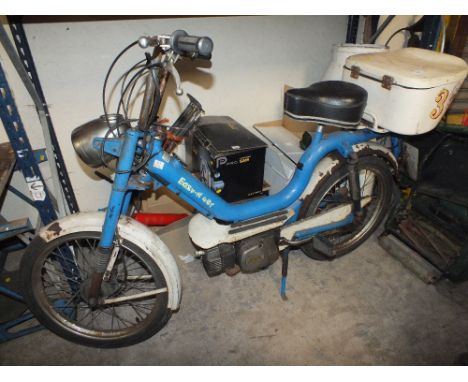 A VINTAGE BLUE 1980 BSA TWO WHEEL MOPED 'FOV 230V', SOLD AS SEEN, PETROL, 50cc (Supplied with part of historic registration d