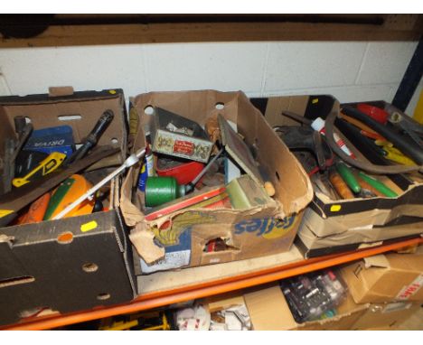 FOUR TRAYS OF VARIOUS HAND TOOLS ETC