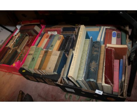 THREE TRAYS OF ASSORTED VINTAGE BOOKS TO INCLUDE ANTIQUARIAN EXAMPLES 
