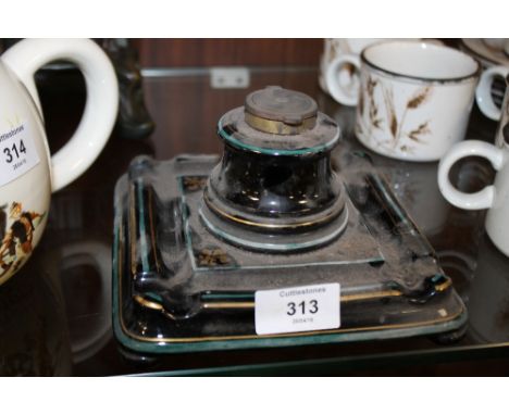 A VINTAGE STONEWARE INKWELL 