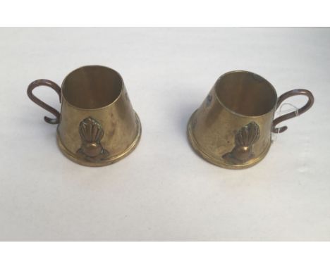 A PAIR OF WW2 TRENCH ART ROYAL FUSILIER MINIATURE TANKARDS