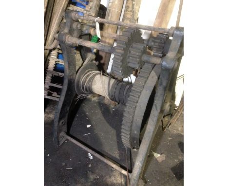 A VINTAGE INDUSTRIAL CRAB WINCH BY R WAYGOOD & CO (FOR CANAL USE)