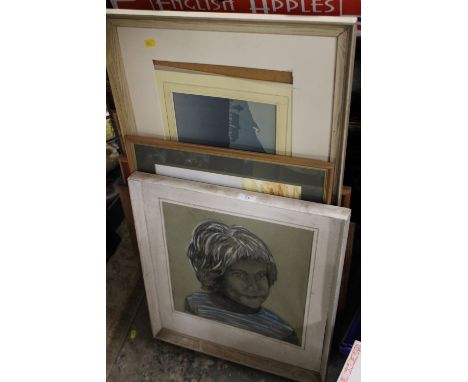 A QUANTITY OF ASSORTED WATERCOLOURS ETC TO INCLUDE PORTRAIT STUDIES
