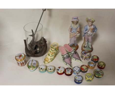 A COLLECTION OF HALCYON DAYS ENAMEL PILL BOXES ETC