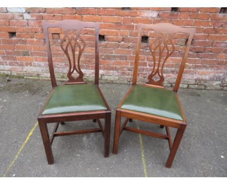 TWO 19TH CENTURY MAHOGANY CHIPPENDALE DINING CHAIRS - USED AT THE CORONATION OF KING GEORGE V STAMPED TO UNDERSIDE