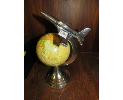 A MODERN CHROME EFFECT AEROPLANE GLOBE