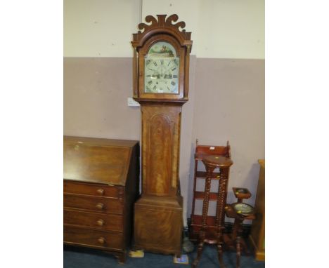 A 19TH CENTURY MAHOGANY LONGCASE CLOCK BY J. ANDREWS - NEW BUCKENHAM WITH EIGHT DAY MOVEMENT - PENDULUM H-219 CM 