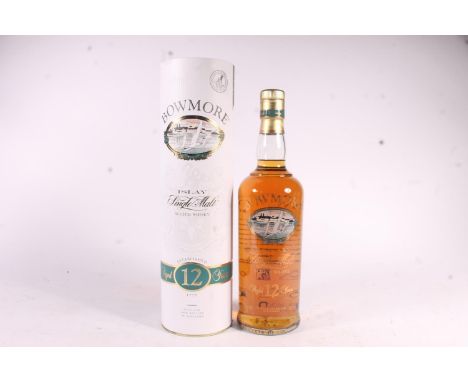 BOWMORE 12 year old Islay single malt Scotch whisky, old style bottle with screen print vignette and no paper label, 40% abv.