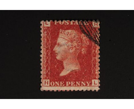 GREAT BRITAIN GB Queen Victoria 1d penny red HL plate 225, used, SG43/44, SG cat £700. There is evidence of hinging. It is di