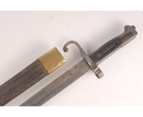 Italian model M70 sword bayonet, the blade ricasso stamped 'TERNI', the guard stamped 'KB4673', with leather scabbard, blade 