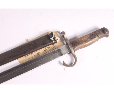 Japanese model 1897 30th year type "Arisaka" sword bayonet, the blade ricasso stamped with Tokyo Hohei Kosho Arsenal circles 