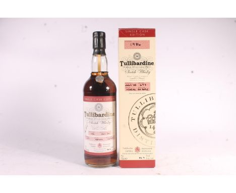 TULLIBARDINE 1986 18 or 19 year old Highland single malt Scotch whisky, cask number 697, Hogshead, bottle number 116/264, bot