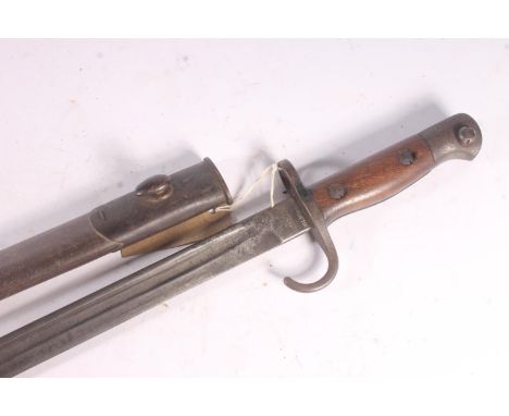 British 1907 pattern Lee Enfield SMLE sword bayonet, rare surviving example with hooked quillon, the fullered blade with rica