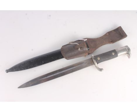 WWII era German walking out, parade or dress K98 style knife bayonet, the unmarked fullered blade fitted with hatched black p