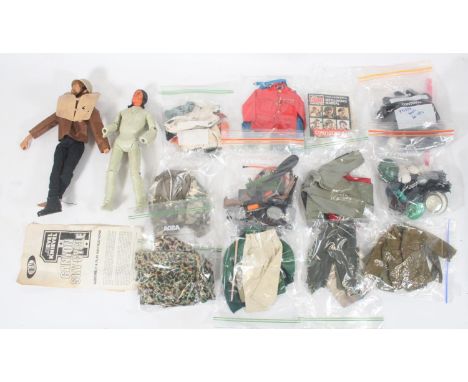 Vintage Action Man action figure, a wealth of clothes and accessories which are well sorted into individual sets in bags, wea