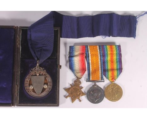 Medals of S-1749 Private J McNish of the Seaforth Highlanders comprising WWI war medal, victory medal and 1914-15 star trio [