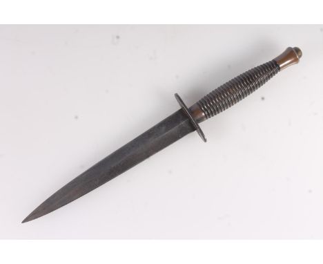 British post WWII Fairbairn Sykes FS Commando dagger of typical form, the guard stamped 'WILLIAM RODGERS SHEFFIELD ENGLAND', 