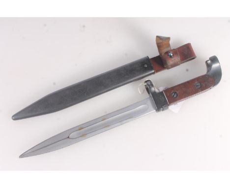 Polish KBK47 knife bayonet for the AK47, having fullered blade, the hilt dated '1958' and also stamped '11' in an oval for be