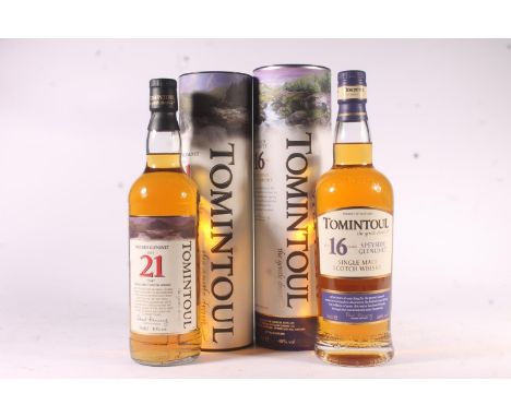 TOMINTOUL 21 year old single malt Scotch whisky 40% abv. 70cl and TOMINTOUL 16 year old single malt Scotch whisky 40% abv. 70