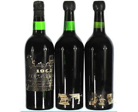 1963 Fonseca, Vintage Port 2x75cl 1963 Croft, Vintage Port 1x75clTotal 3x75cl  1 damaged label, 2 slip labels damaged. The 19