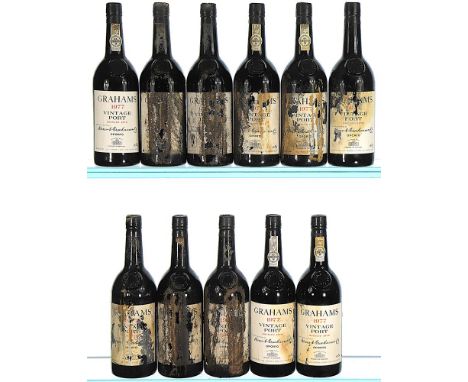 1977 Graham's, Vintage Port 11x75cl  Labels and capsules damaged, 8 capsules corroded, corks not exposed.