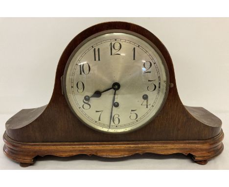 A vintage mahogany cased Westminster chime mantel clock with German movement. Not in working order, pendulum present but no k