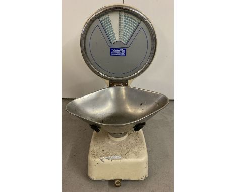 A large set of vintage shop weighing scales complete with metal dish.  Approx. 72cm tall.
