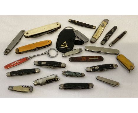 A collection of 20 vintage penknives in varying styles and sizes. To include engine turned decoration and mother of pearl han