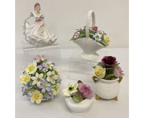 A small collection of Royal Doulton and Coalport ceramic figurines to include "Ninette", HN3215. Together with 2 Royal Doulto