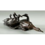 Arentz, Kurt (1934-2014), Bronze Skulptur Entenfamile
