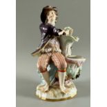 Meissen Porzellan Figur Mann Gärtner Wein Weinlaub Allegorie, bestossen