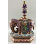 Asiatika Cloisonne Elefant als Kerzenleuchter