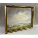 Monogrammist um 1951, Pastell Malerei Taunus mit Feldberg